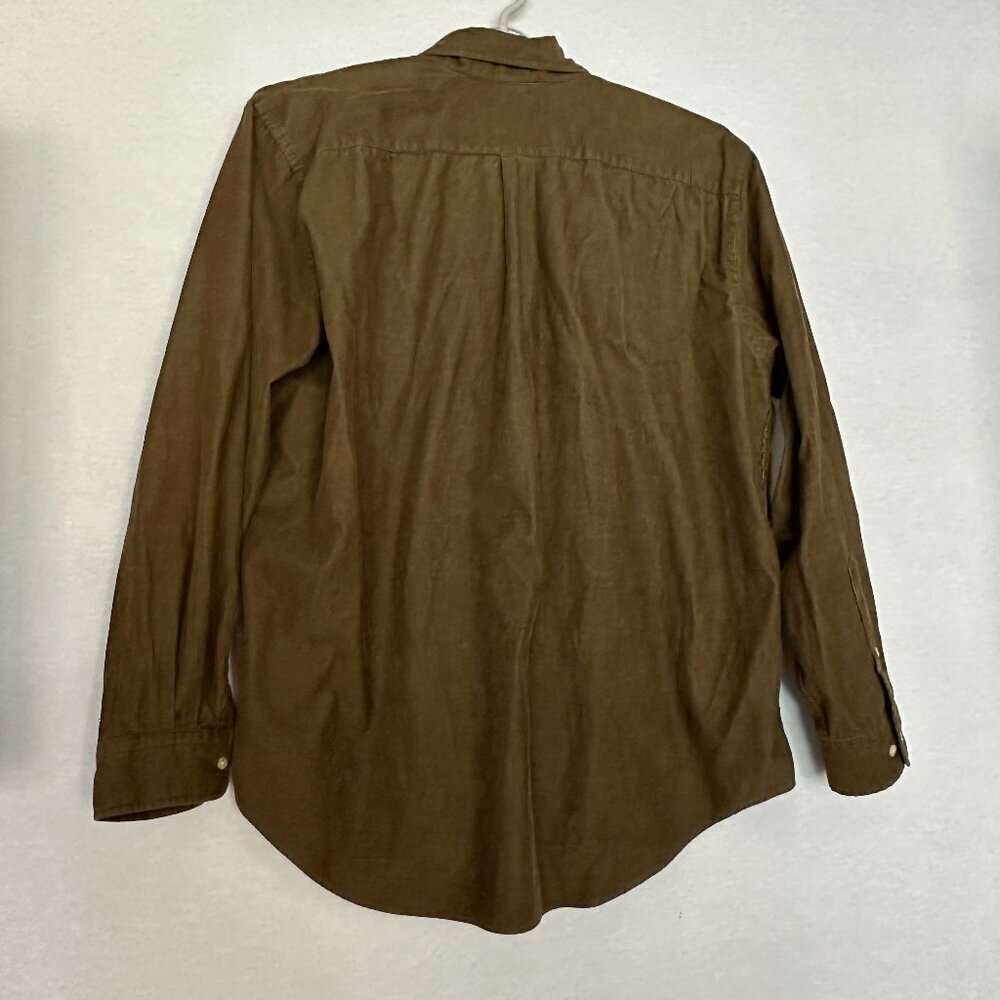 LANDS' END MEN'S LONG SLEEVE BUTTON-DOWN SHIRT OLIVE CORDUROY MATERIAL 17-17.5 - Picture 3 of 8